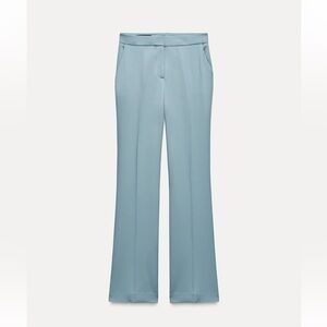 Tailored Wide-Leg Dress Pants in Light Blue